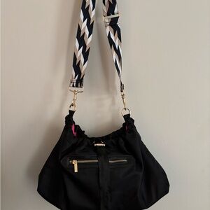 Ahdorned Drawstring Nylon Crossbody Bag Tote
Gold Accents
